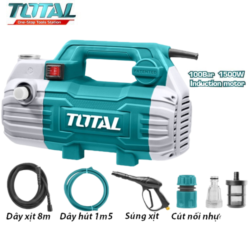 [ HÀNG CHÍNH HÃNG ]Máy rửa xe mini I Máy rửa xe cao áp Total 1500W ( MOTOR TỪ )