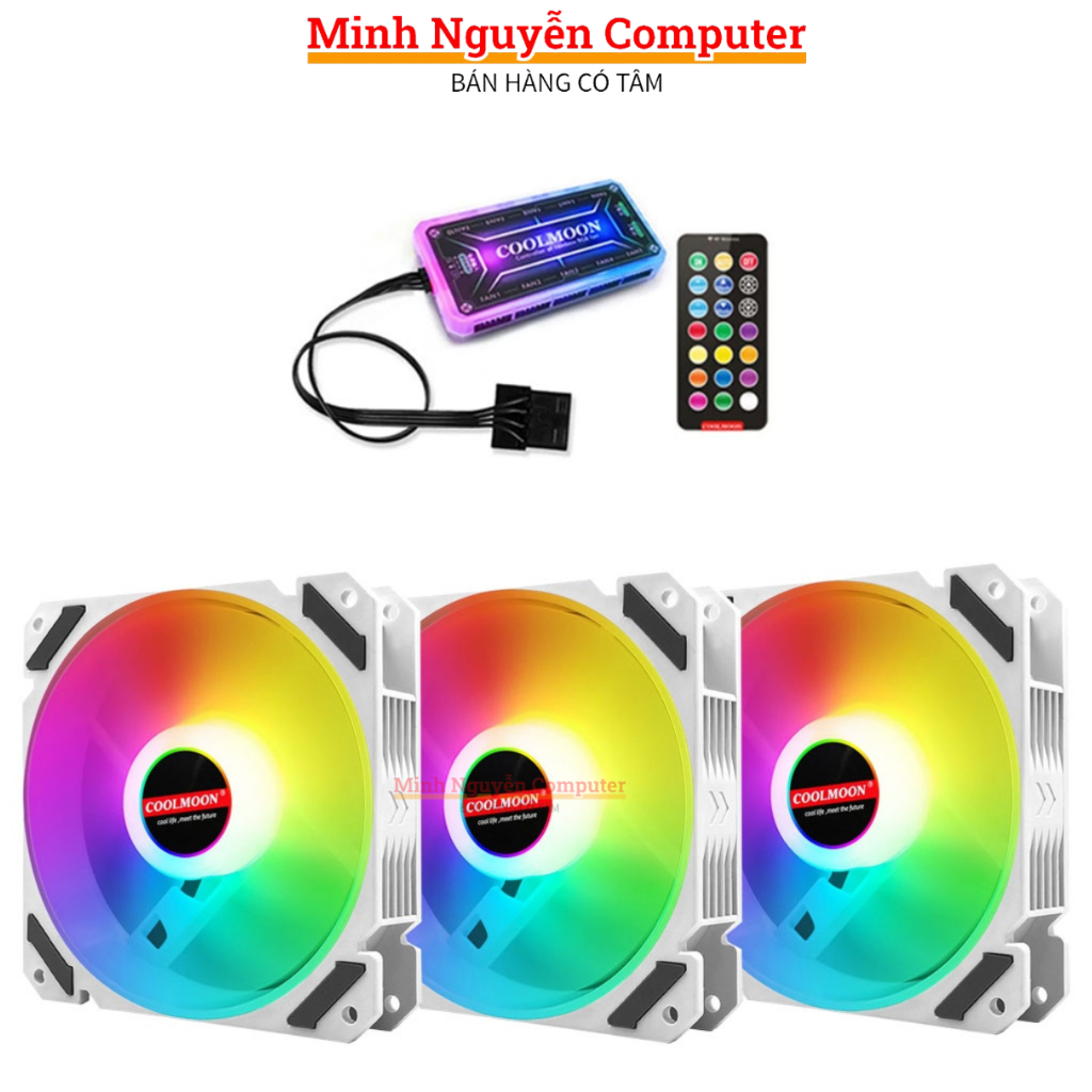 Quạt Tản Nhiệt, Fan Led RGB Coolmoon Y2 Có Điều Tốc PWM - Led đồng bộ với Hub or Sync Main