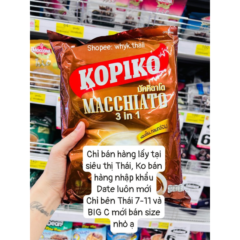 Cà phê Kopiko Macchiato 3in1 Thái Lan Bịch 20 gói thơm ngon Date mới