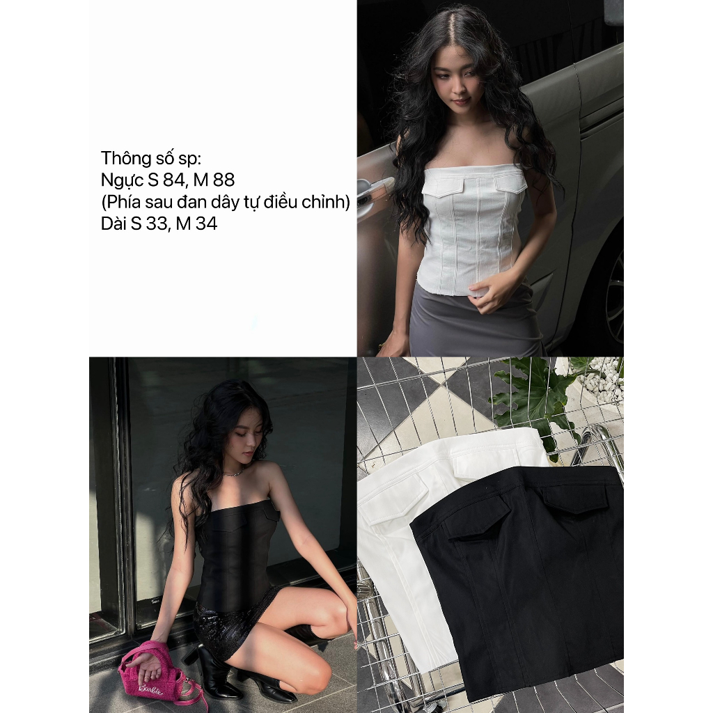 Áo ống áo quây nắp túi kèm thắt dây lưng GemBoutique- Nami top