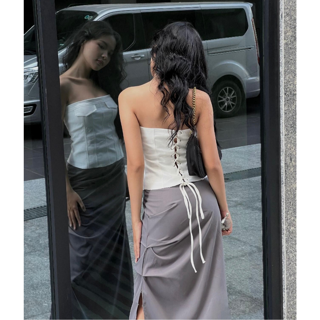 Áo ống áo quây nắp túi kèm thắt dây lưng GemBoutique- Nami top