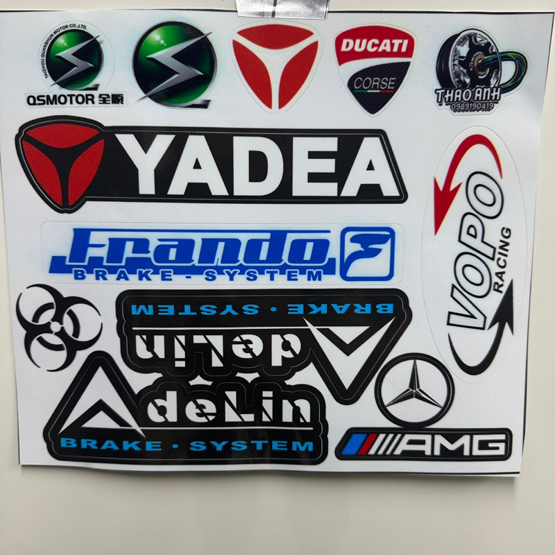 Bộ tem logo Sticker QS motor, Yadea,Vopo, Adelin dán xe điện [ bảo hành 1 năm]