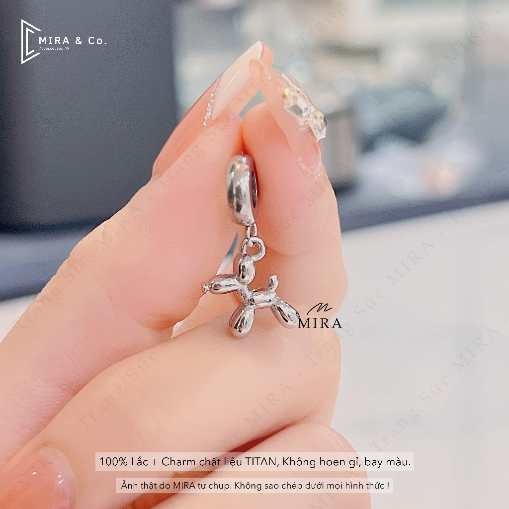 TITAN Charm, Hạt Pan MIRA & Co. - CHT14 Charm Cún Brick Treo, Chất Liệu TITAN Không Hoen Gỉ, Bay Màu MIRA STORE