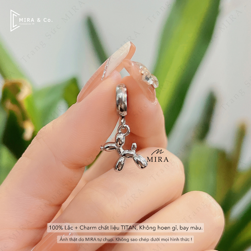 TITAN Charm, Hạt Pan MIRA & Co. - CHT14 Charm Cún Brick Treo, Chất Liệu TITAN Không Hoen Gỉ, Bay Màu MIRA STORE