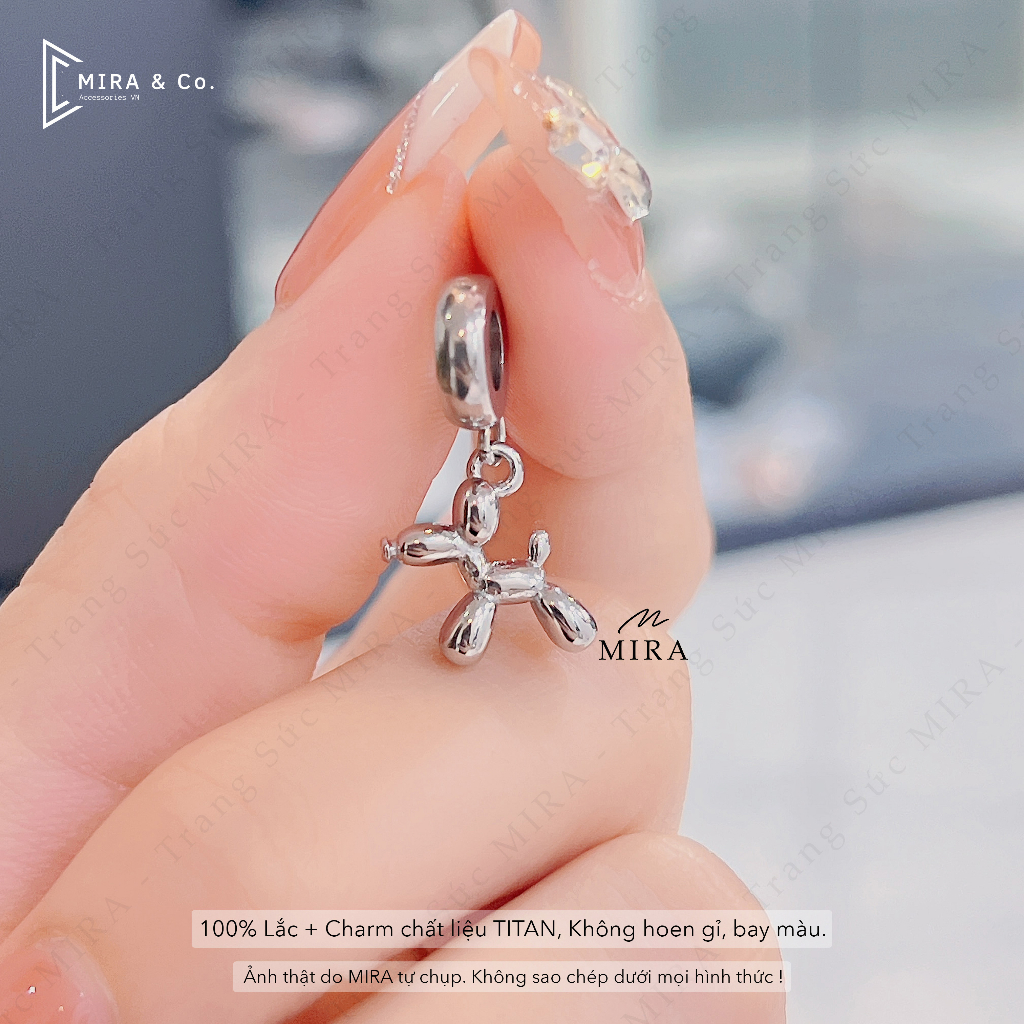 TITAN Charm, Hạt Pan MIRA & Co. - CHT14 Charm Cún Brick Treo, Chất Liệu TITAN Không Hoen Gỉ, Bay Màu MIRA STORE