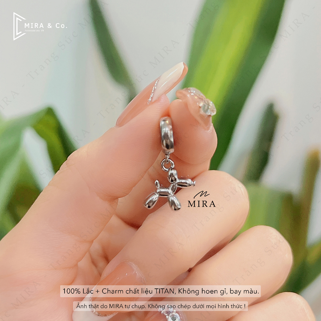 TITAN Charm, Hạt Pan MIRA & Co. - CHT14 Charm Cún Brick Treo, Chất Liệu TITAN Không Hoen Gỉ, Bay Màu MIRA STORE