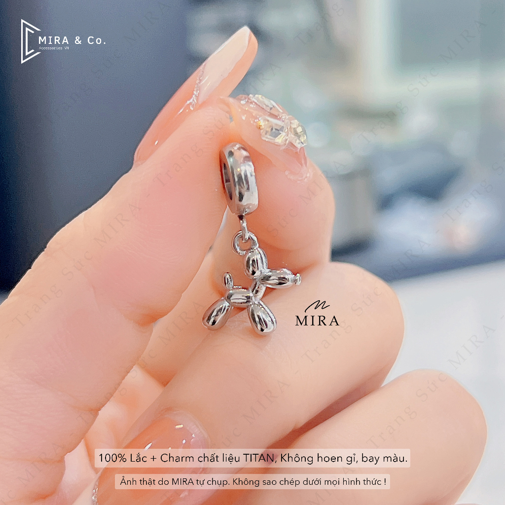 TITAN Charm, Hạt Pan MIRA & Co. - CHT14 Charm Cún Brick Treo, Chất Liệu TITAN Không Hoen Gỉ, Bay Màu MIRA STORE