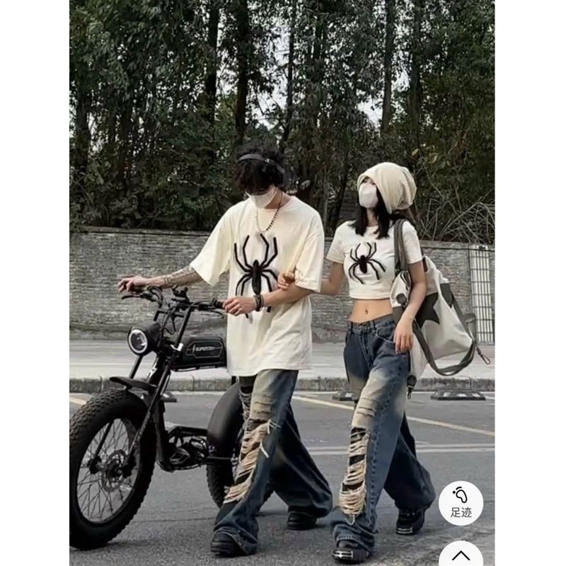 Áo thun đôi nam nữ trái tim Unisex form rộng và áo Croptop baby tee mặc cặp.