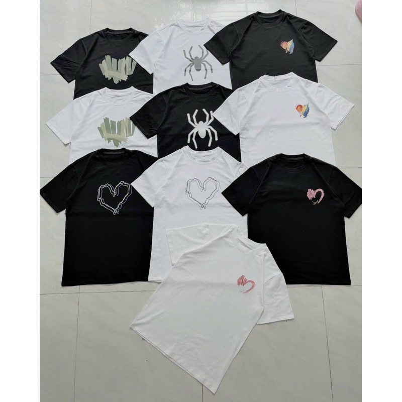 Áo thun đôi nam nữ trái tim Unisex form rộng và áo Croptop baby tee mặc cặp.