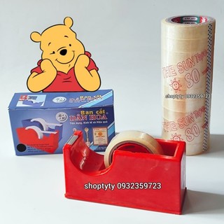 Máy/ dao/ bàn cắt băng dính bằng sắt dân hoa tiện dụng