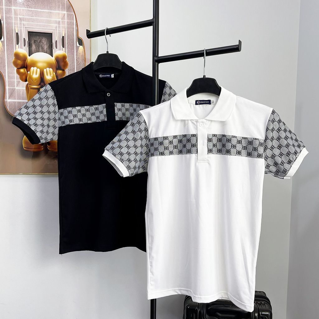 Áo thun nam giá rẻ có cổ tay ngắn kiểu BBR vải đẹp co dãn 2 màu cao cấp AHFASHION