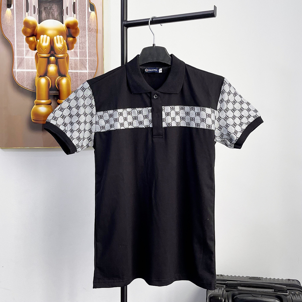 Áo thun nam giá rẻ có cổ tay ngắn kiểu BBR vải đẹp co dãn 2 màu cao cấp AHFASHION
