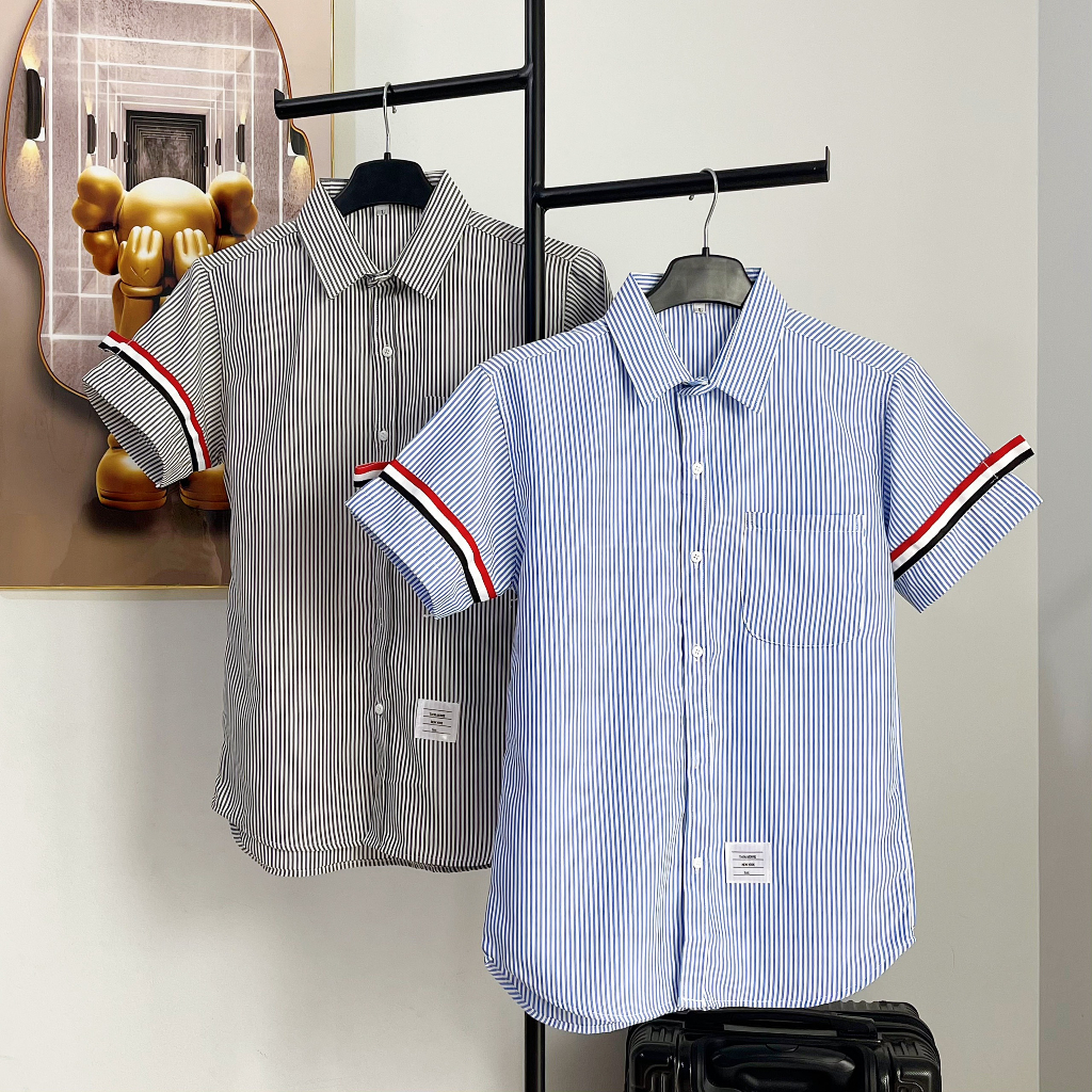 Áo sơ mi nam đẹp tay ngắn kiểu BBR 2 màu họa tiết giá rẻ AHFASHION