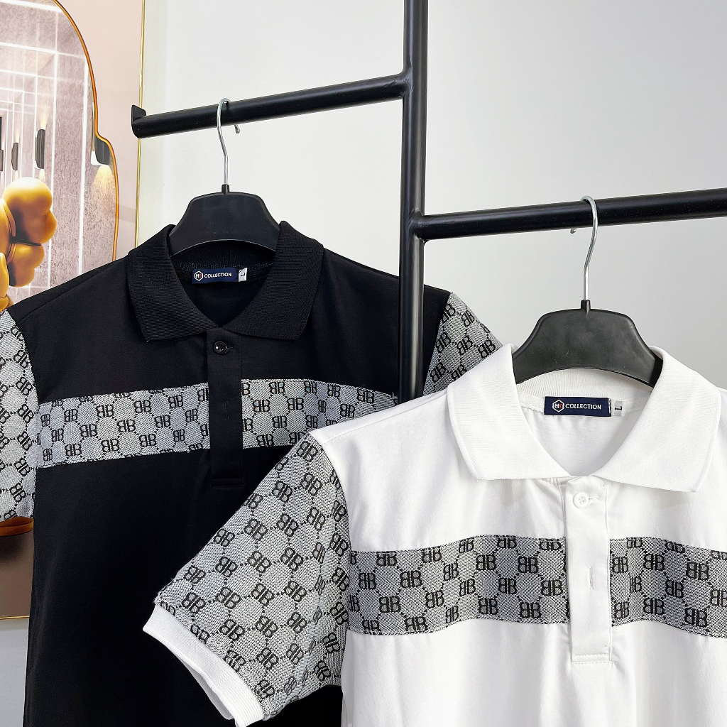 Áo thun nam giá rẻ có cổ tay ngắn kiểu BBR vải đẹp co dãn 2 màu cao cấp AHFASHION