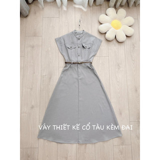 Váy xoè túi ngực kèm đai