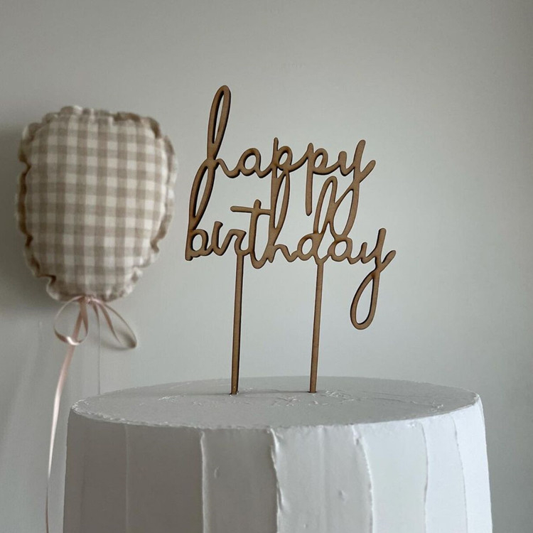 Chữ Happy birthday bằng tre/ gỗ trang trí bánh, tiệc sinh nhật