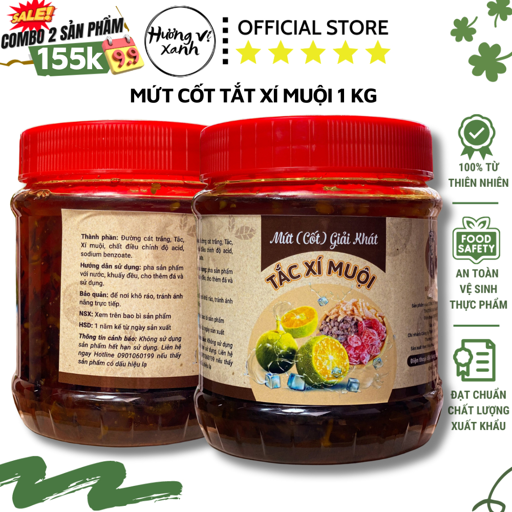 Tắc xí muội, mứt cốt xí muội giải khát, làm đẹp da thức uống dinh dưỡng thiên nhiên 1kg - Hương Vị Xanh