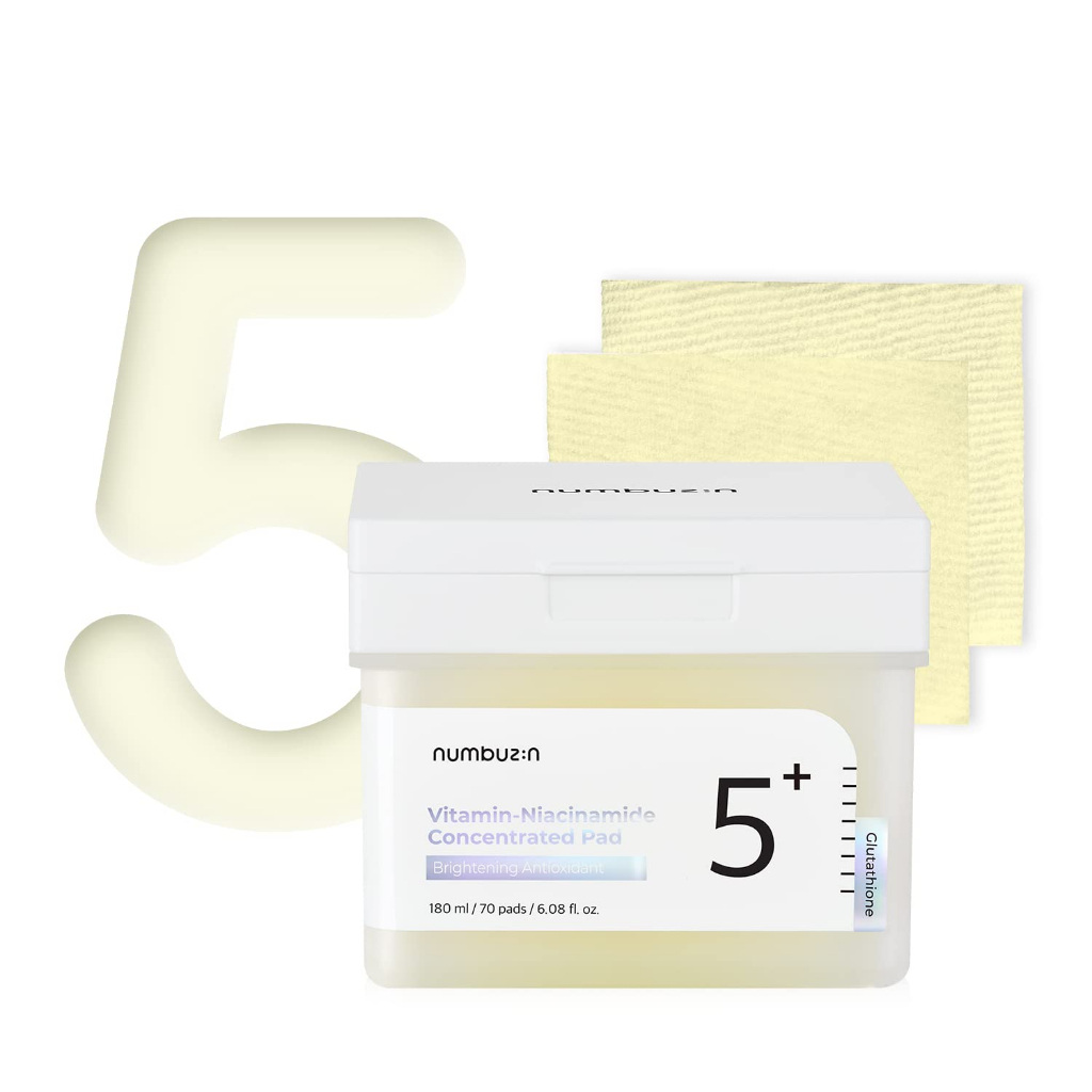 Toner Pad Tẩy Da Chết, Làm Sáng Da numbuzin No.5+ Vitamin-Niacinamide Concentrated Pad