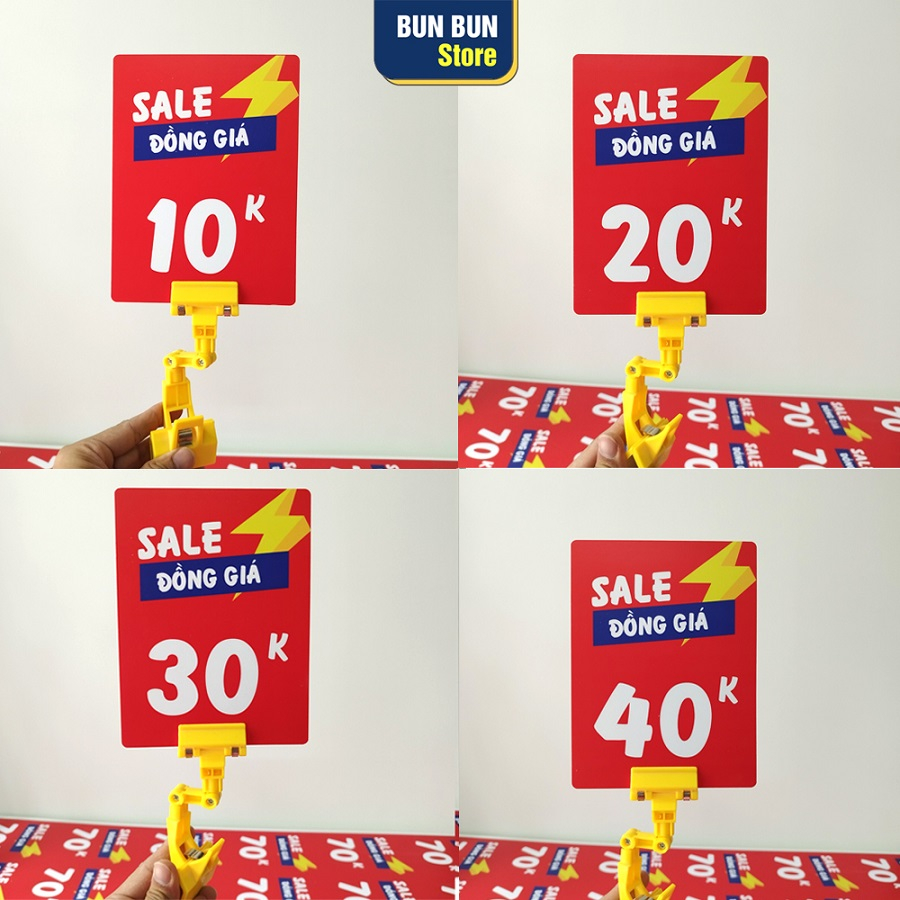 Bảng đồng giá 20K ...100K, Kẹp bảng giá siêu thị, cửa hàng - Chất lượng tốt, màu sắc đẹp
