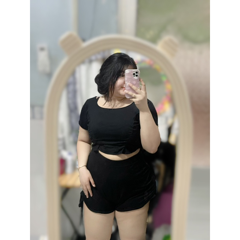 Áo cổ u nhún thun eo nữ bigsize