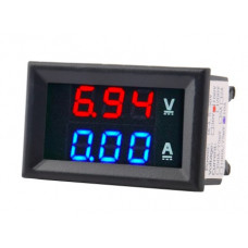 VÔN KẾ 0-100V VÀ AMPE KẾ 10A màu xanh đỏ