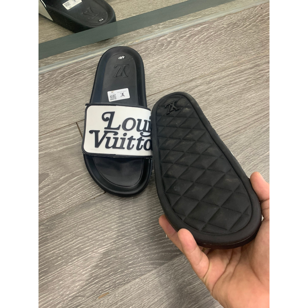 Dép Lê LV Đế Cao - Dép Nam LV Nam Đế Cao Su Chữ Nổi