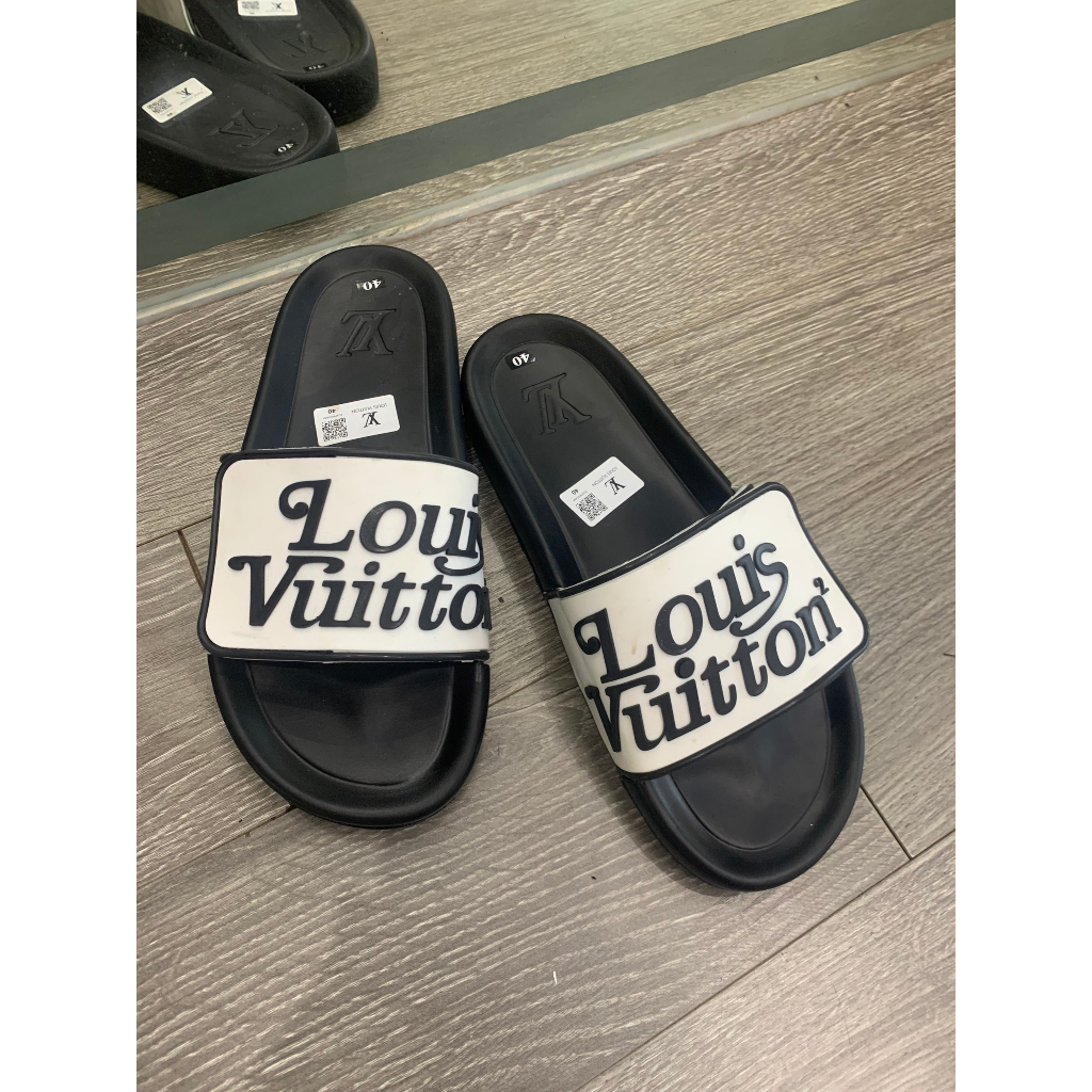 Dép Lê LV Đế Cao - Dép Nam LV Nam Đế Cao Su Chữ Nổi