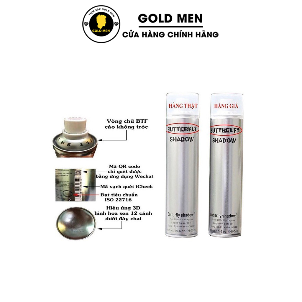 Gôm xịt tóc Butterfly Shadow 150ml-320ml-600ml chính hãng