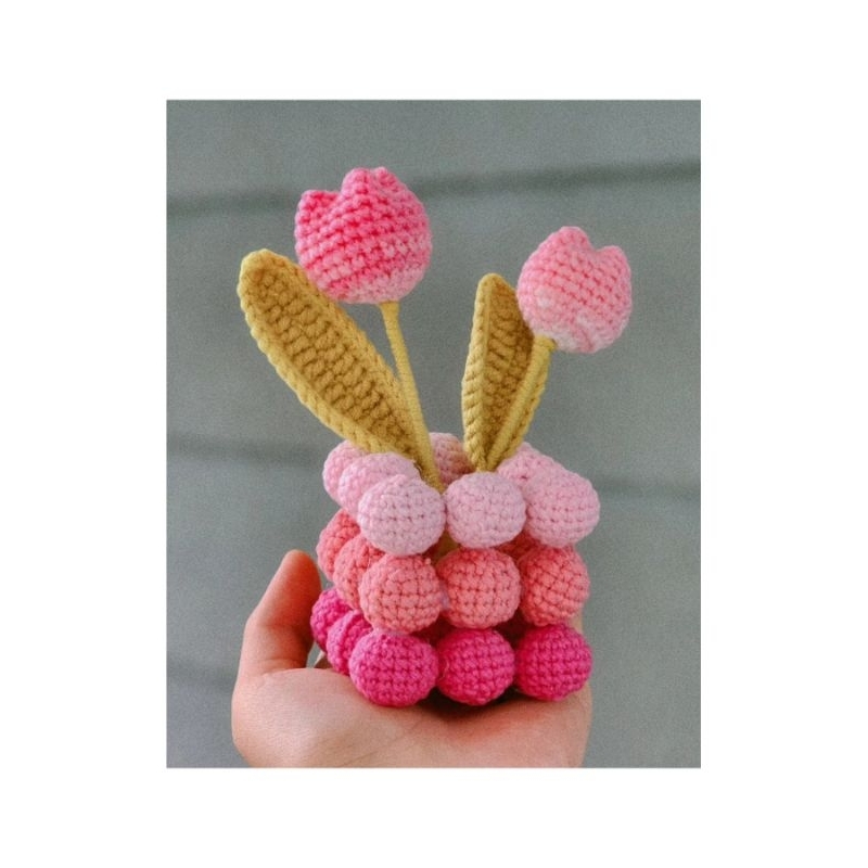 Chậu len rubik hoa tulip🌷[ẢNH THẬT]