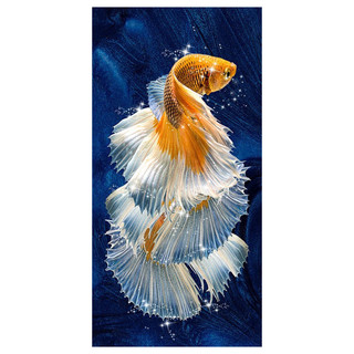 Tranh đính đá cá hoá rồng kt 50x80 cm đính kín