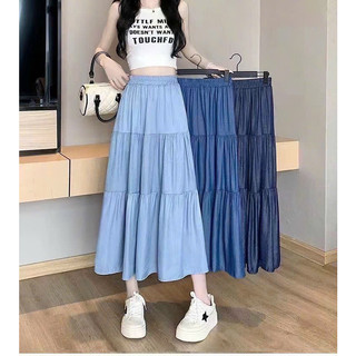 chân váy jeans dáng dài xòe mẫu mới raasts xinh nha
