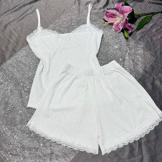 Set bộ ngủ thun 2 dây phối ren  dễ mặc  thoải má