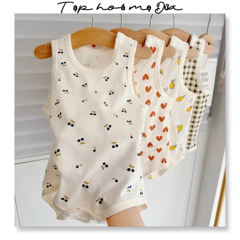 Body sát nách cho bé hè 2023 cotton lưới