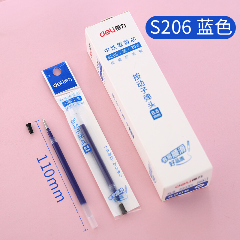 Ngòi Bút Gel Nước Deli S206 0.5Mm Viết Trơn Có 4 Màu Xanh Dương Xanh Tím Than Đỏ Đen Viết Học Sinh Sinh Viên