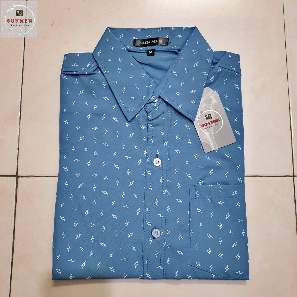 Áo sơ mi nam ngắn tay trung niên SUNMEN vải lụa co giãn mềm bề mặt mịn siêu form rộng classic
