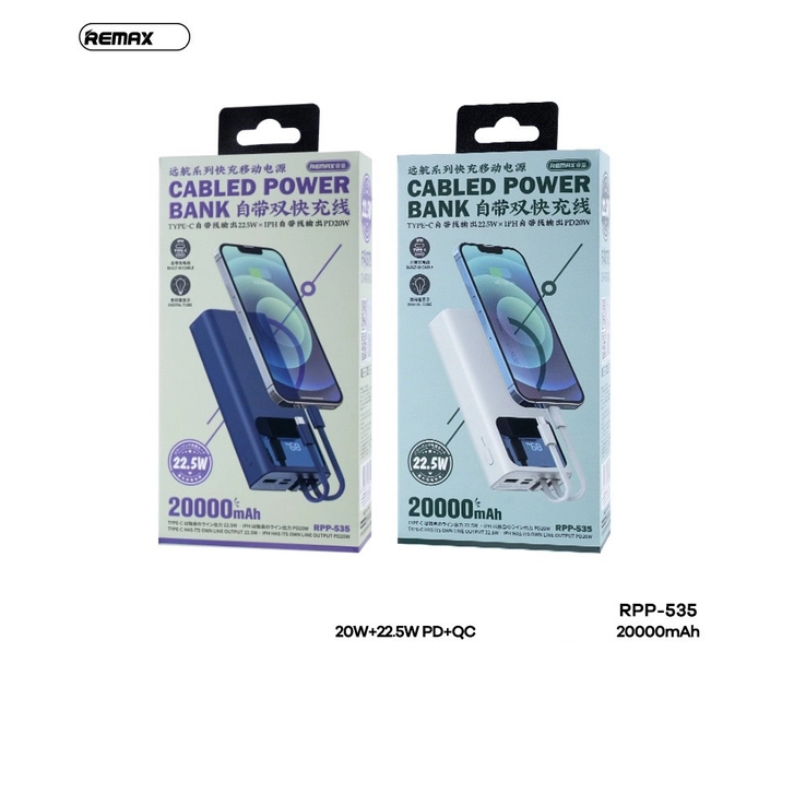 Pin Sạc Nhanh 22.5w Remax Rpp-535 20.000mAh Pd Qc3.0 Dự Phòng Chính Hãng