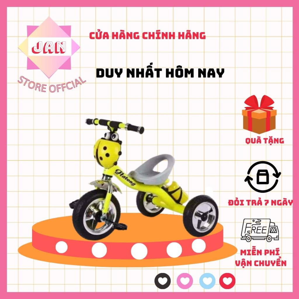Xe đạp 3 bánh, Xe đạp bọ rùa đáng yêu khung thép cho bé có kèm bình nước