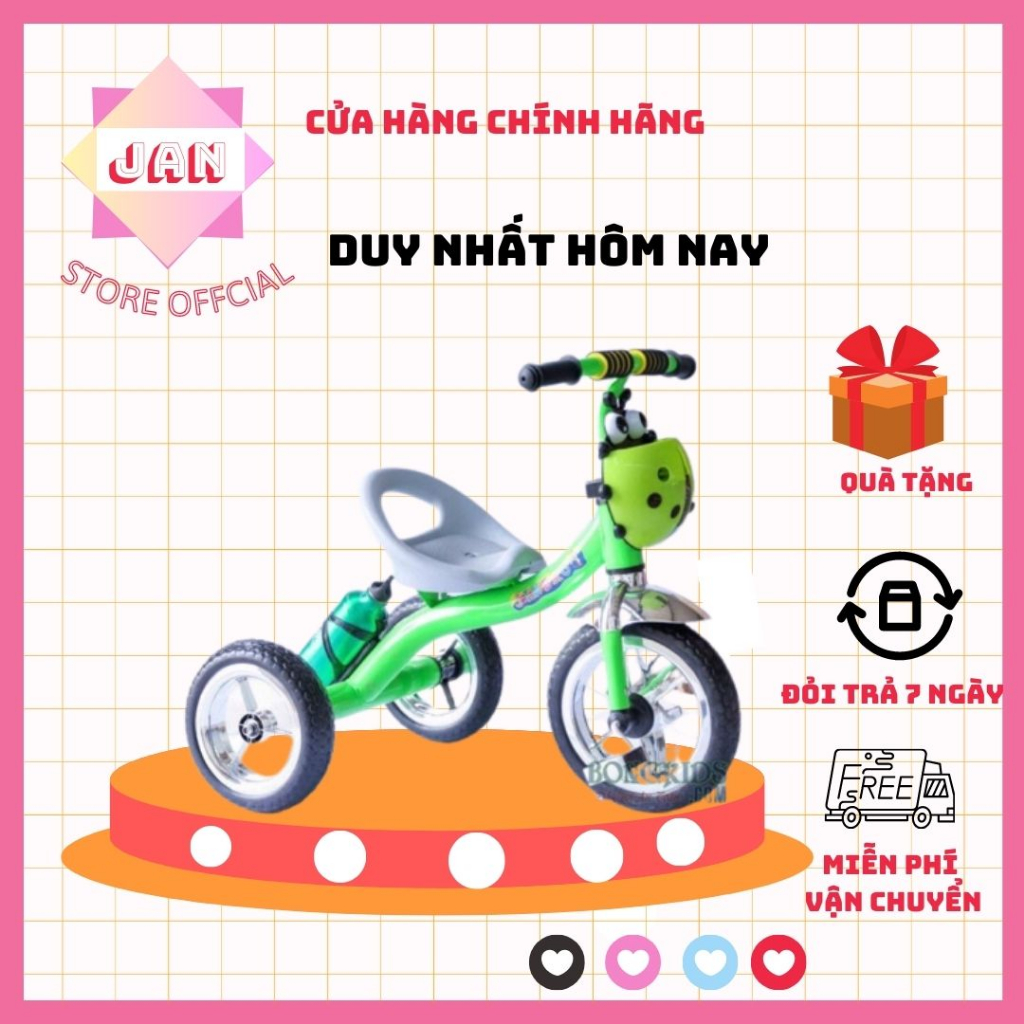 Xe đạp 3 bánh, Xe đạp bọ rùa đáng yêu khung thép cho bé có kèm bình nước