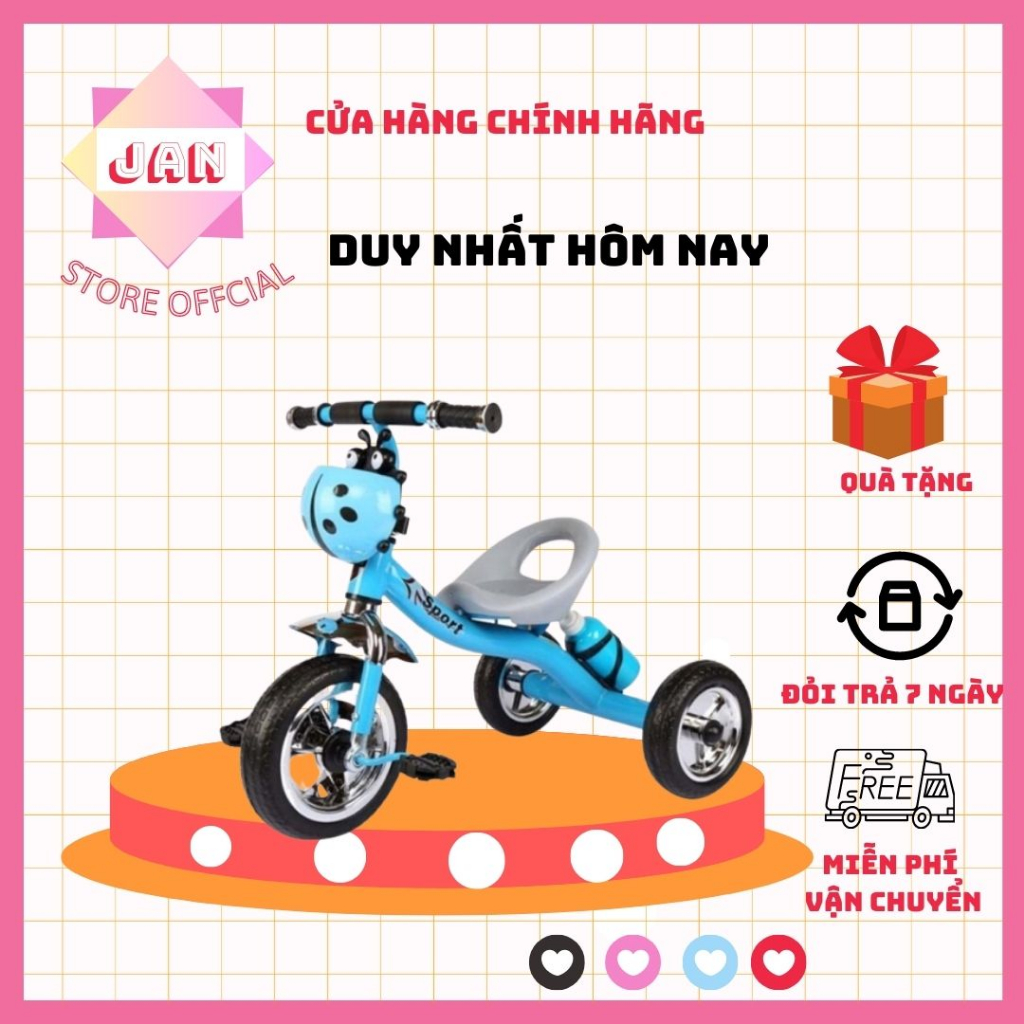 Xe đạp 3 bánh, Xe đạp bọ rùa đáng yêu khung thép cho bé có kèm bình nước
