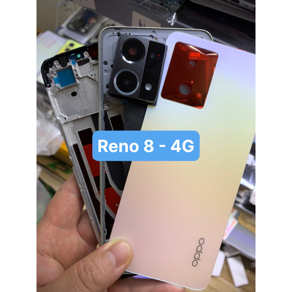 Bộ xương vỏ, kính lưng, khung xương, kính camera oppo Reno 8 - 4G / tặng kèm phím bấm, lưng zin sẵn keo