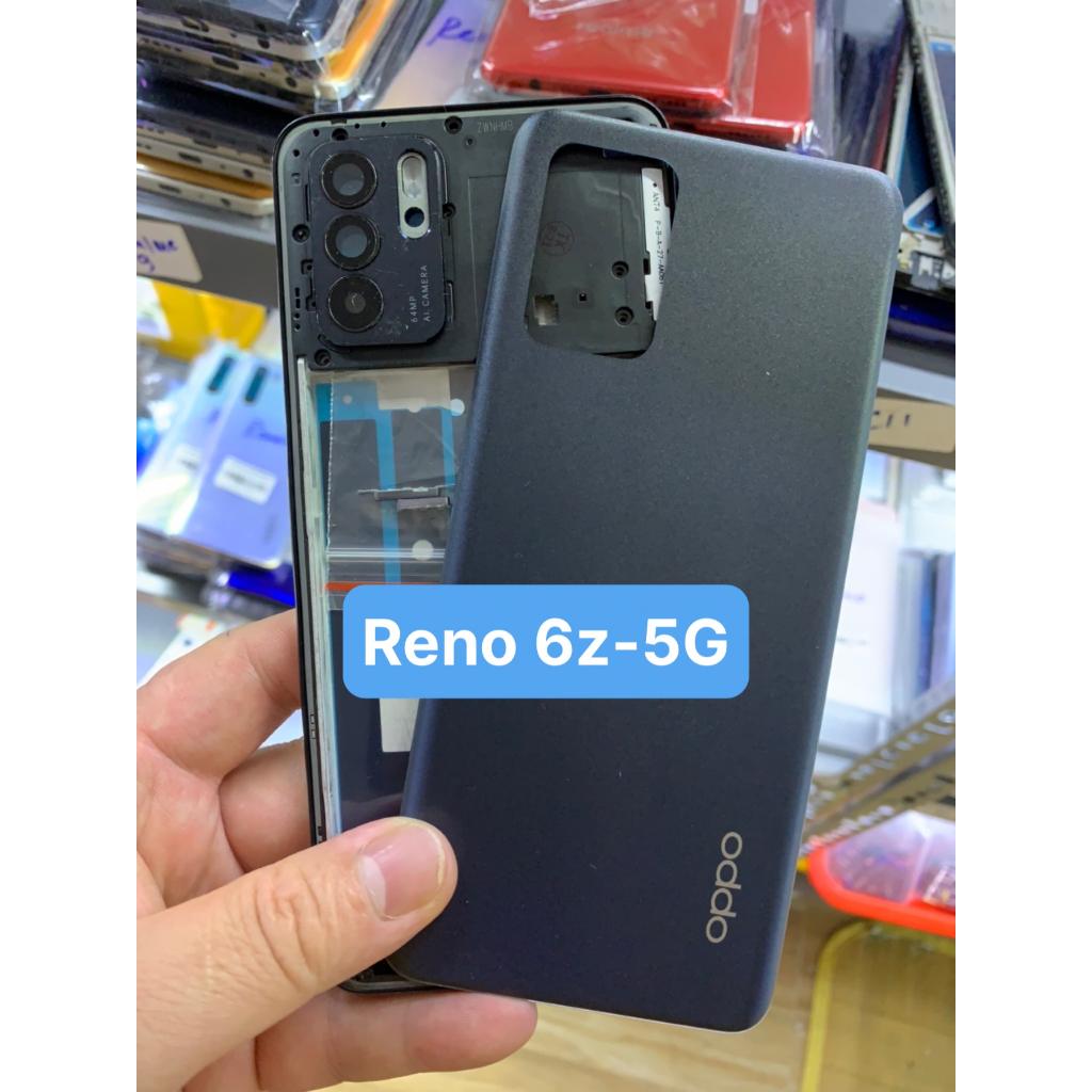 Bộ xương vỏ, lưng viền, miếng lưng, kính camera oppo Reno 6z - 5G / kèm phím bấm - khay sim