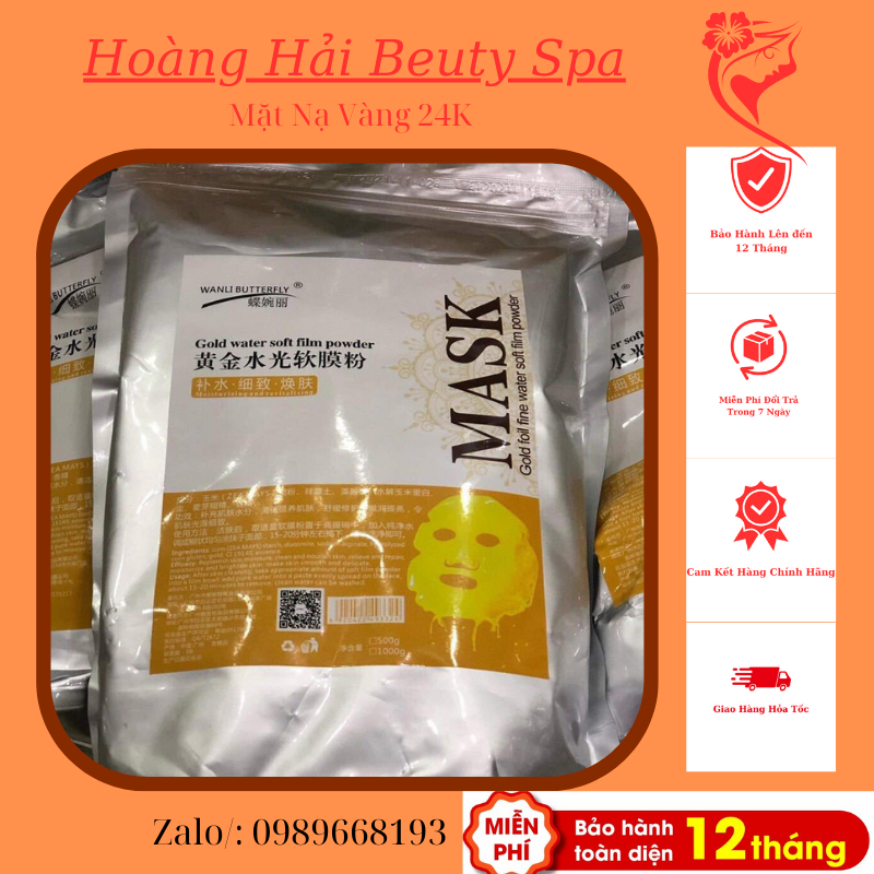 Mặt Nạ Vàng 24k. Bột Dẻo Mặt Nạ Vàng Colagen 24k. Mặt Nạ Bột Đắp Trắng Da. Bộ Đắp Mặt Spa Gói 1kg