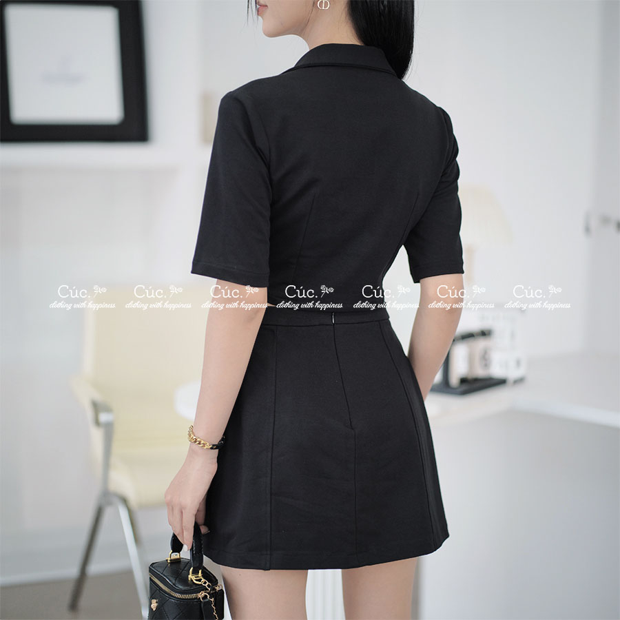 Váy tay bồng, Váy thiết kế chiết eo - Cúc.Clothing