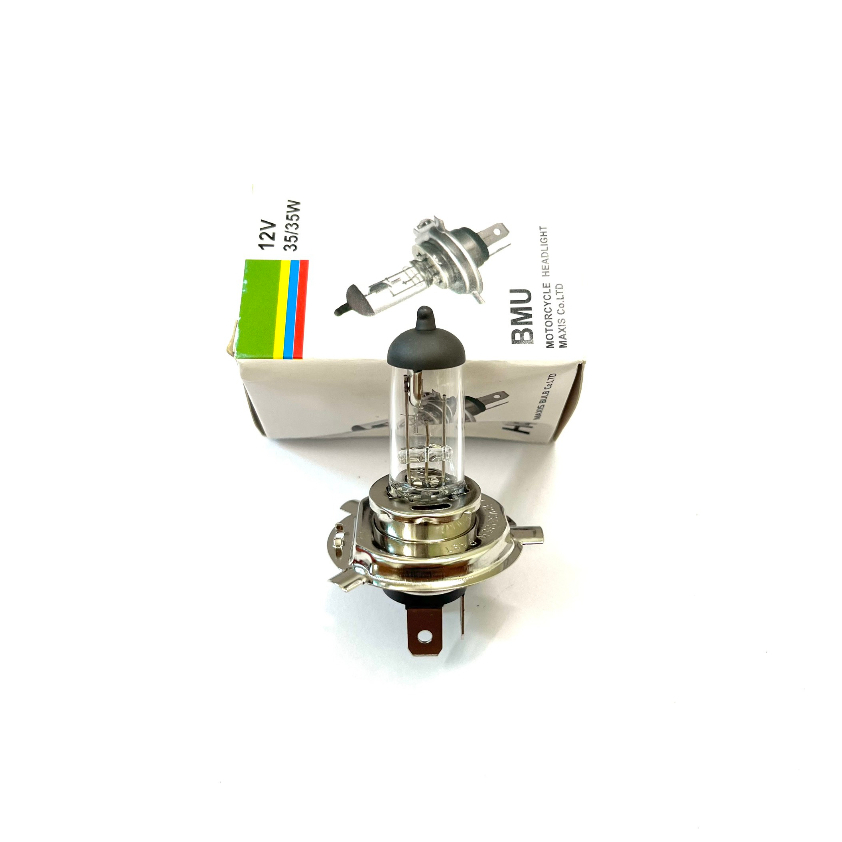 Đèn led pha xe máy chân H4 hàng zin lắp xe Wave, Sirius ... 12V35W Halogen head light sợi đốt