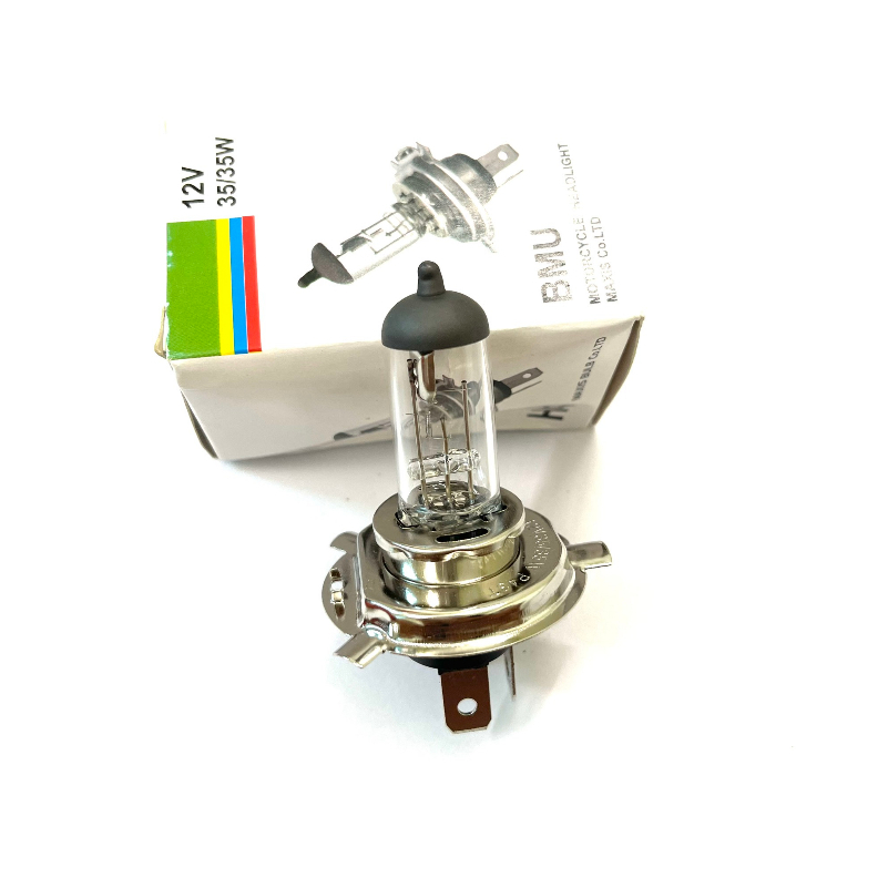 Đèn led pha xe máy chân H4 hàng zin lắp xe Wave, Sirius ... 12V35W Halogen head light sợi đốt