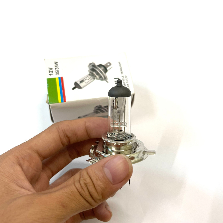 Đèn led pha xe máy chân H4 hàng zin lắp xe Wave, Sirius ... 12V35W Halogen head light sợi đốt