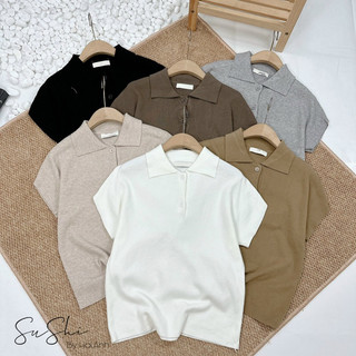 Áo len polo trơn tay hến basic - 6 màu