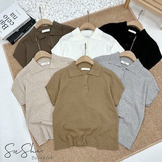 (Hương Muối) Áo len polo trơn tay hến basic - 6 màu
