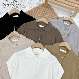 (Hương Muối) Áo len polo trơn tay hến basic - 6 màu
