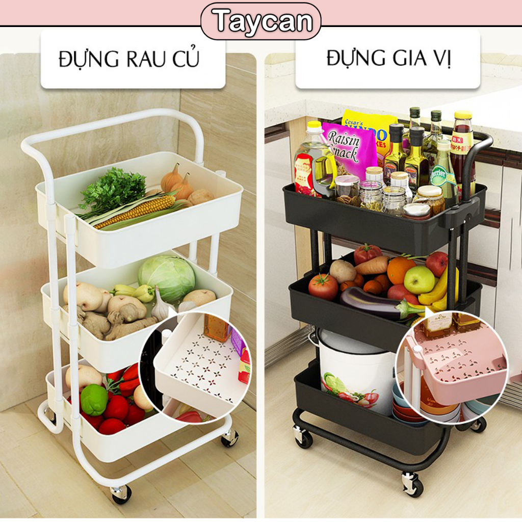 Kệ Spa đa năng TAYCAN 3 tầng có bánh xe